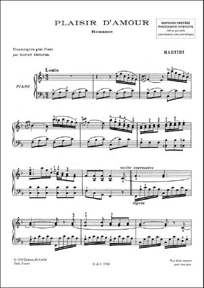 Plaisir D'Amour Piano